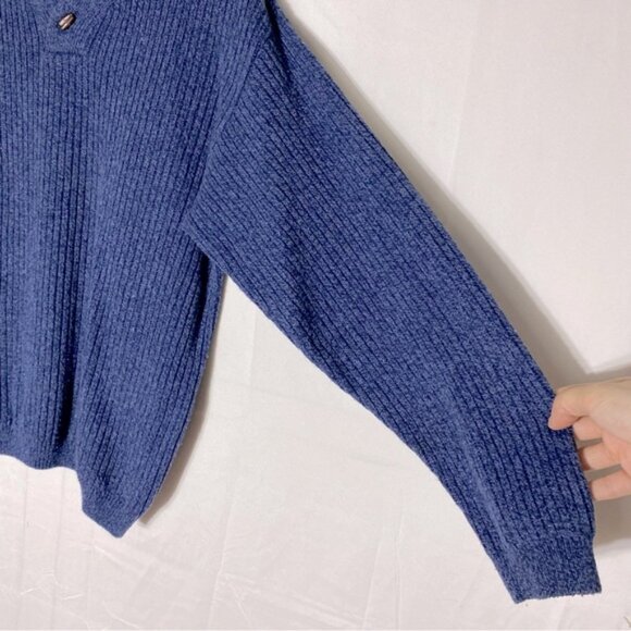 Vintage Northern Reflections Cottage Essentials Blue Ribbed Knit V Nk Sweater M - Picture 10 of 15
